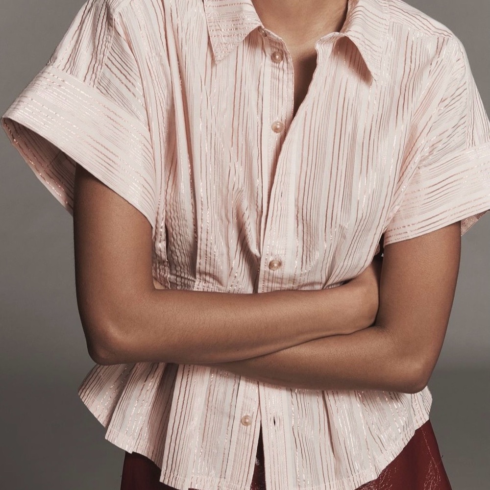 NWT ANTHROPOLOGY Pink Striped Women's Top